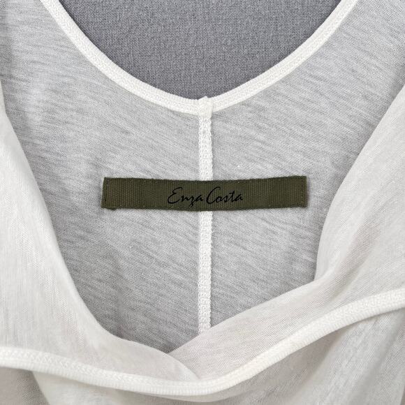 ENZA COSTA Tissue Jersey Layering Tunic Tank Women Medium White Pima Cotton NEW - Picture 9 of 14